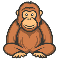 orangutan, animal, vector, transparent background, creature, pongo, zoo, jungle, nature, cute, wildlife, isolated, mammal
