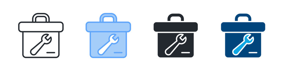 Toolbox Icon Set Multiple Style. Design In Outline, Blue, Glyph, Dualtone