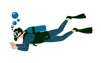 Scuba diver underwater illustration