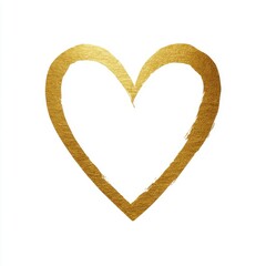 Sparkly Gold Heart Shape on White Background