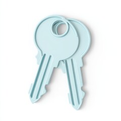 Two Light Blue Keys 3D Render on White Background