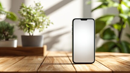Smartphone with Blank White Screen Display Mockup
