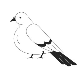 Pigeon side view 2D line character. Domestic rooftop bird feathered wings. Avian mascot. Winged creature Columba. Urban wildlife isolated vector ink outline animal. Monochromatic spot illustration