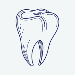 Tooth linear flat icon. Adobe Illustrator Artwork