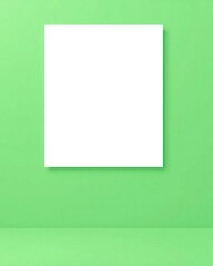 Blank white poster on light green background