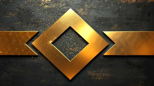 Golden Geometric Pattern on Textured Black Background for Luxury Design and Decoration