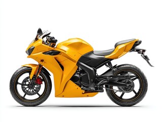 Yellow Sport Motorcycle Side Profile Studio Shot