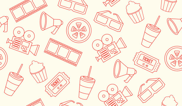 Cute movie cinema pattern background vector design