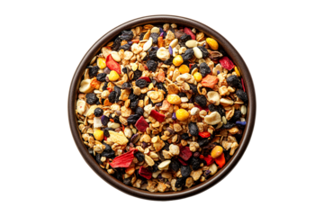 mix dry food top view isolated on transparent background