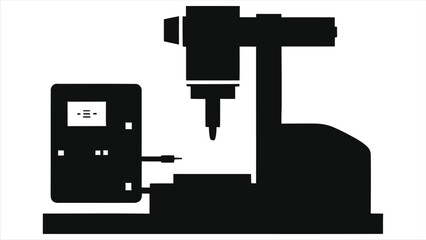 (Injection Molding Machine)Vector Silhouette of a modern CNC machining center/A simple, clean silhouette of a CNC machining center.