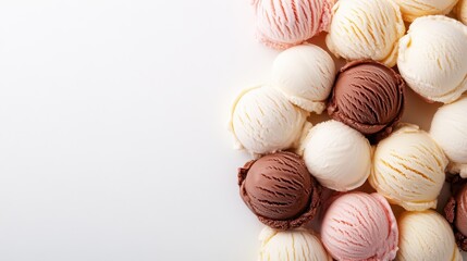 An assortment of colorful ice cream scoops laid out in a vibrant display, showcasing a tempting variety of flavors, perfect for dessert lovers and summer fun.