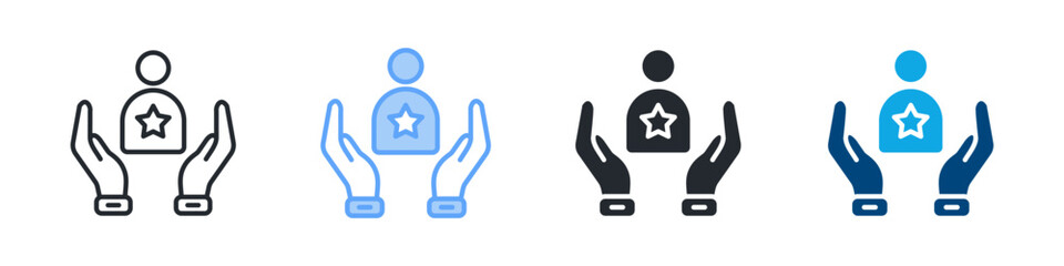Mentorship Icon Set Multiple Style. Design In Outline, Blue, Glyph, Dualtone