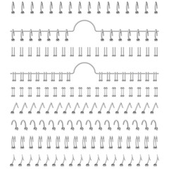 Detailed 3D wire spine set showing loop transitions, suitable for notebook mockups, design presentations, and binding process demonstrations, ideal for animation, motion design, or industrial