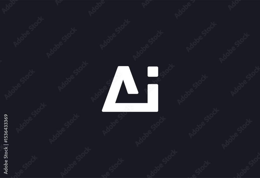 Poster AI Logo Geometric Monogram Design For Tech, Chatbot, Virtual Assistant, Neural Network, SaaS, Smart Digital Tool. Perfect For Startup of Communication System and Automatisation. Vector Illustration