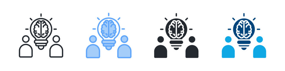 Brainstorm Icon Set Multiple Style. Design In Outline, Blue, Glyph, Dualtone