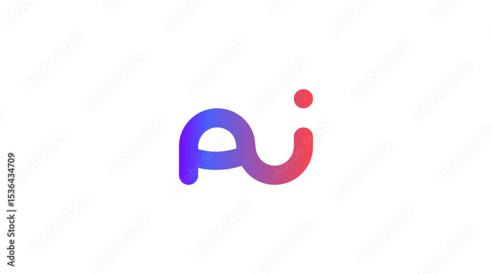 Poster ai color fusion logo monogram design for tech, chatbot, virtual assistant, neural network, saas, sma