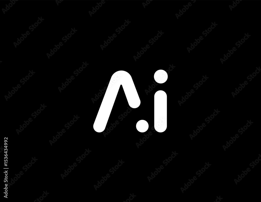 Poster AI Modern Geometric Logo Monogram Design For Tech, Chatbot, Virtual Assistant, Neural Network, SaaS, Smart Digital Tool For Startup of Communication System and Automatisation. Vector Illustration