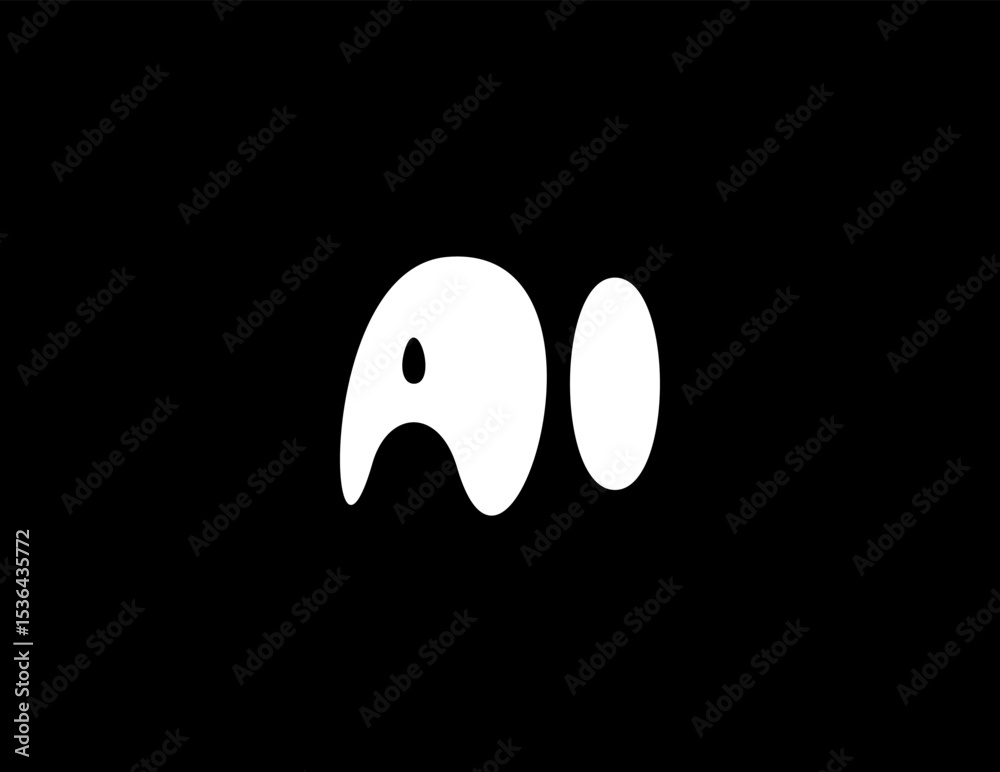 Poster ai logo blot letters monogram design for tech, chatbot, virtual assistant, neural network, saas, sma