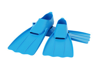 Pair of Light Blue Swim Fins for Water Activities isolated on transparent baackground