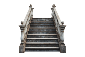 old staircase isolated on transparent background