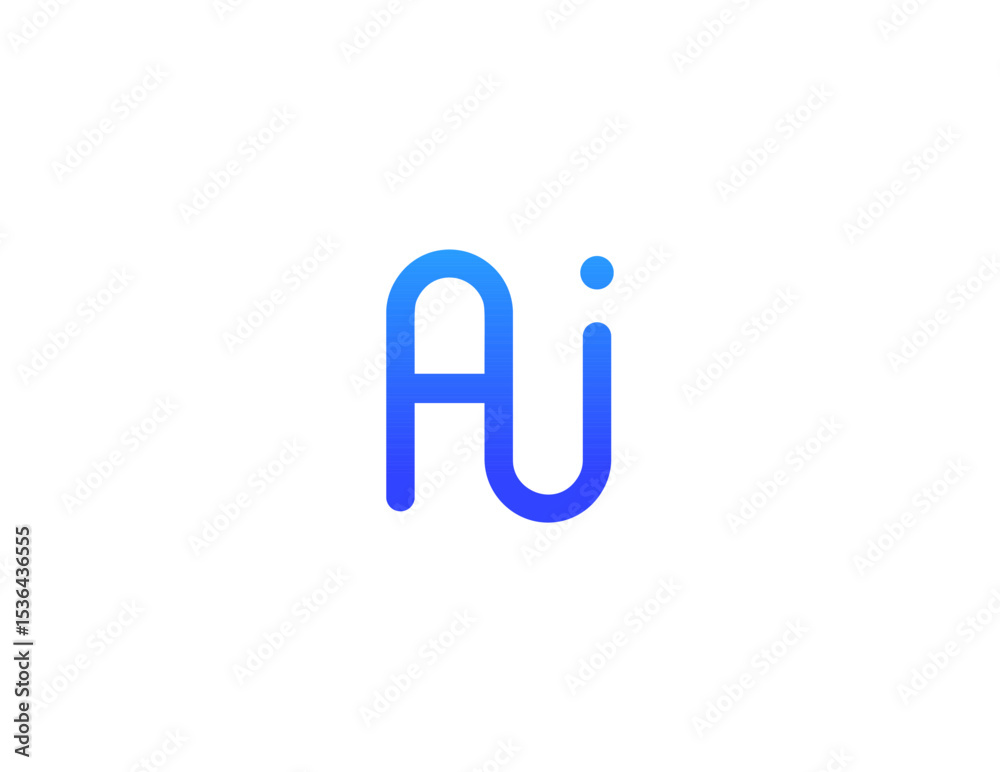Poster AI Logo Monogram Design For Tech, Chatbot, Virtual Assistant, Neural Network, SaaS, Smart Digital Tool. Perfect For Startup of Communication System and Automatisation. Vector Illustration
