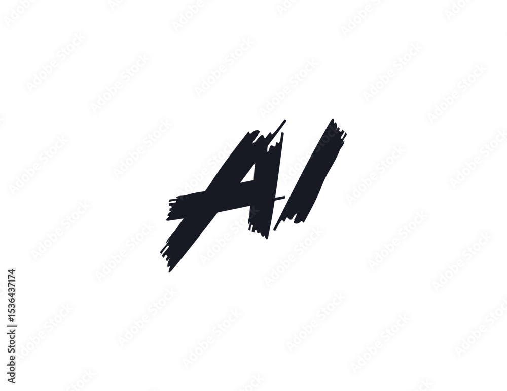 Poster ai logo monogram design for tech, chatbot, virtual assistant, neural network, saas, smart digital to