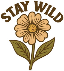 Stay Wild Vintage Flower Graphic
