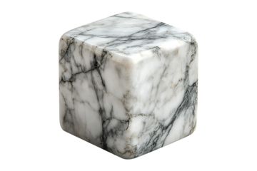Marble cube isolated on transparent background
