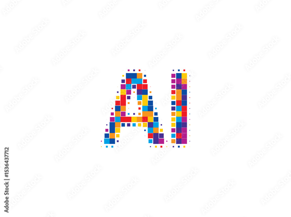 Poster ai logo monogram design for tech, chatbot, virtual assistant, neural network, saas, smart digital to