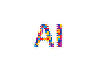 AI Logo Monogram Design For Tech, Chatbot, Virtual Assistant, Neural Network, SaaS, Smart Digital Tool. Perfect For Startup of Communication System and Automatisation. Vector Illustration