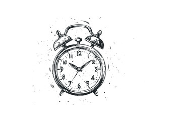 Vintage alarm clock illustration showing timeless design and charm. Vector retro hand drawn illustration