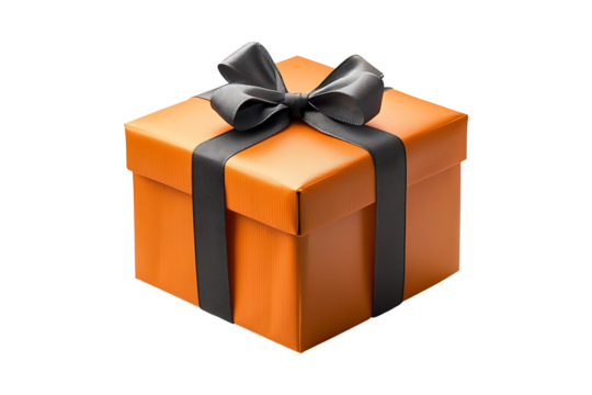 orange gift box isolated on transparent background