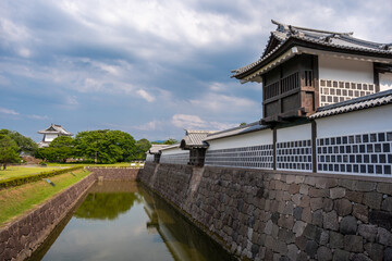 Kanazawa Castle and Moat in Japan on Summer Day