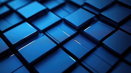 A close up view of a collection of blue cubes creating an abstract and modern background design