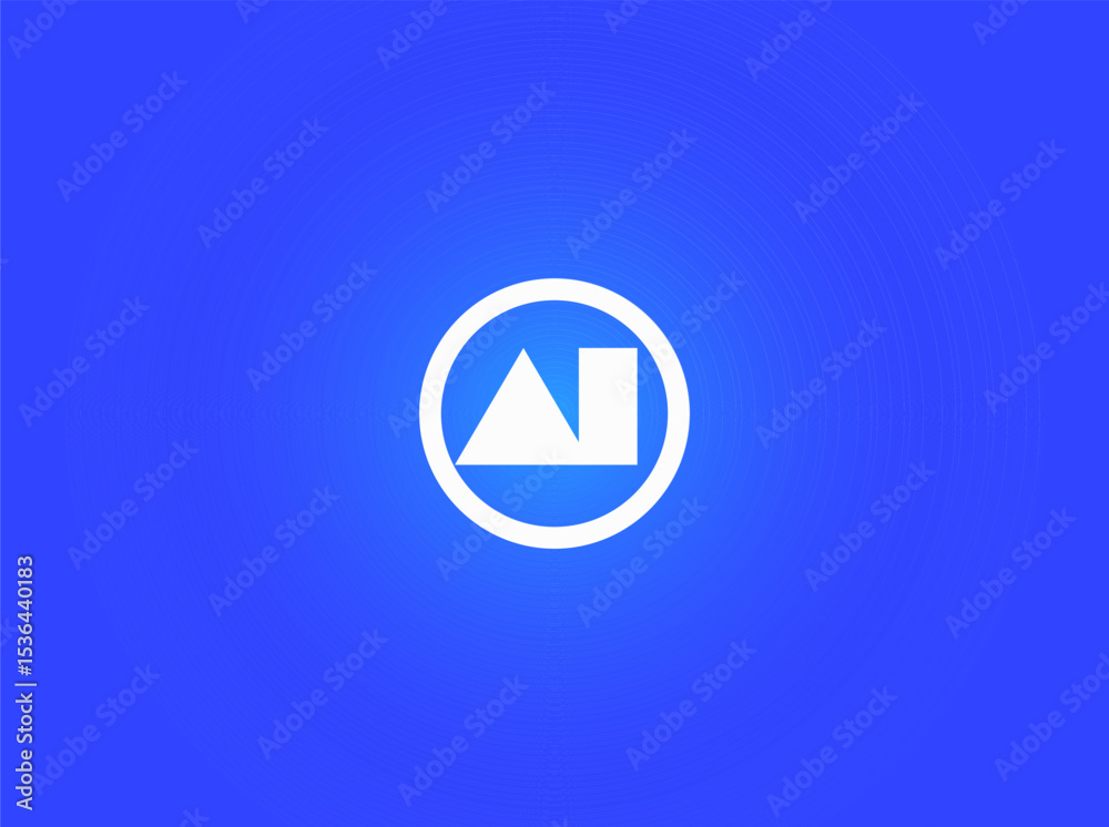 Poster AI Logo Monogram Design For Tech, Chatbot, Virtual Assistant, Neural Network, SaaS, Smart Digital Tool. Perfect For Startup of Communication System and Automatisation. Vector Illustration