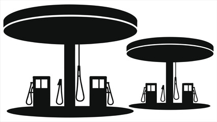 (Gas Stations)Vector Silhouette of Two Gas Pumps/This is a clean, simple silhouette of two gas pumps at a gas station.