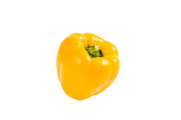 Isolated pepper. One yellow bell pepper isolated on white background