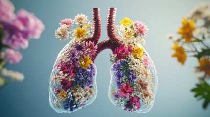 Artistic illustration of lungs made from flowers, symbolizing life after quitting smoking