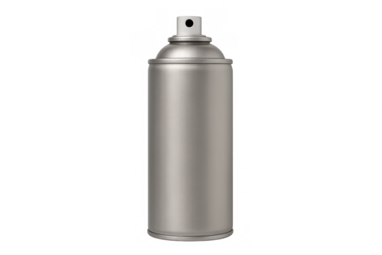 Silver spray paint can isolated on transparent background, ideal for projects related to graffiti, street art, or diy projects