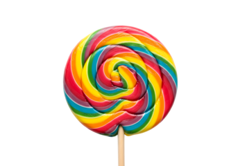 Rainbow Swirl Lollipop isolated on transparent baackground