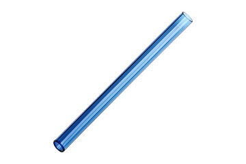 Plastic drinking blue straw isolated on transparent background