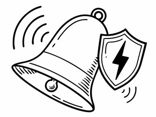 Modern Minimal Icon Of A Bell With A Shield Overlay And Icon