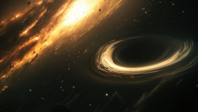 Cosmic vortex; black hole swirling debris