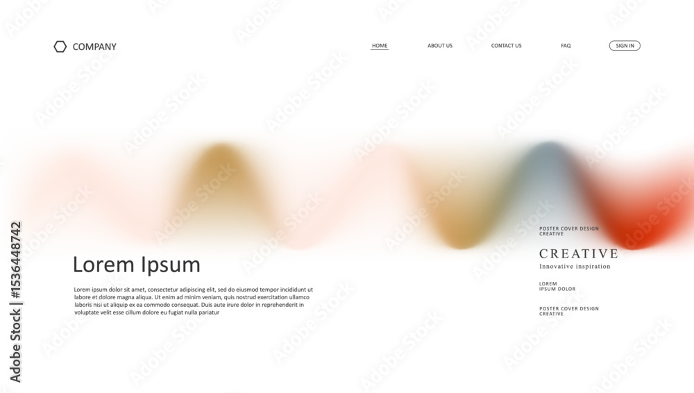 Wall mural abstract wave of landing page. fluid gradient website design