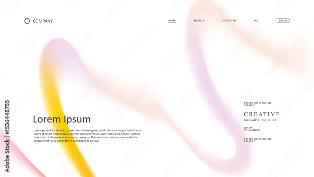 Wall mural abstract wave of landing page. fluid gradient website design