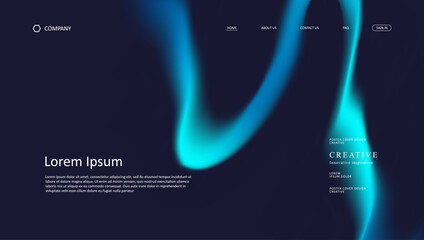 Abstract wave of landing page. fluid gradient website design