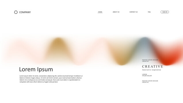 Abstract wave of landing page. fluid gradient website design