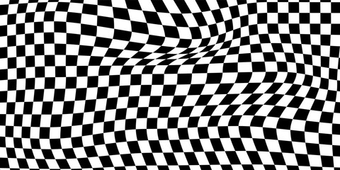 Obraz premium Black and white checkered pattern. Chess pattern. Black and white checkered background. 3D checkered wallpaper. vector illustration