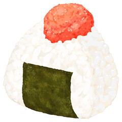 リアルな明太子入り海苔おにぎりのイラスト