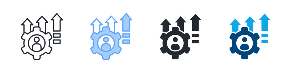 Upskilling Icon Set Multiple Style. Design In Outline, Blue, Glyph, Dualtone